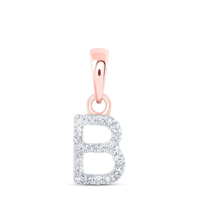 0.04CTW Natural Diamond 0.42g 10k Rose Gold Initial "B" Pendant Letter Charm - Elite Jewelers - Charms & Pendants
