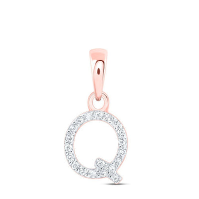 0.04CTW Natural Diamond 0.42g 10k Rose Gold Initial "Q" Pendant Letter Charm - Elite Jewelers - Charms & Pendants
