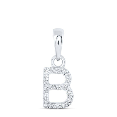 0.04CTW Natural Diamond 0.42g 10k White Gold Initial "B" Pendant Letter Charm - Elite Jewelers - Charms & Pendants