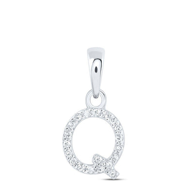 0.04CTW Natural Diamond 0.42g 10k White Gold Initial "Q" Pendant Letter Charm - Elite Jewelers - Charms & Pendants