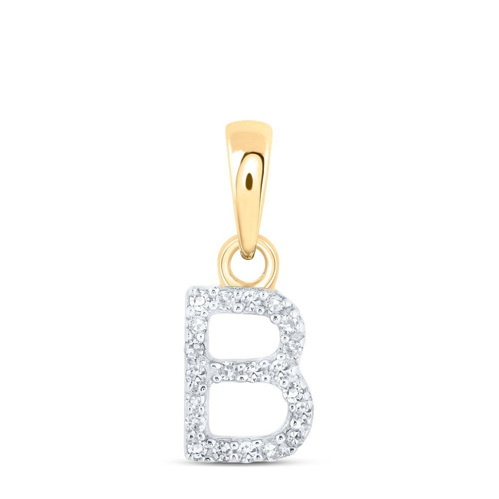 0.04CTW Natural Diamond 0.42g 10k Yellow Gold Initial "B" Pendant Letter Charm - Elite Jewelers - Charms & Pendants