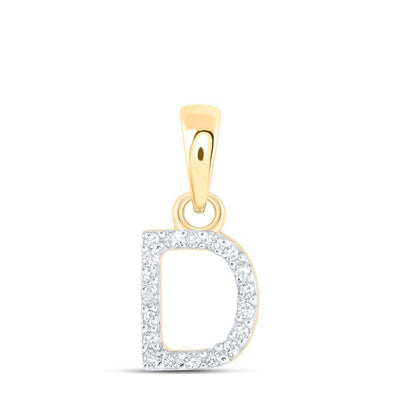 0.04CTW Natural Diamond 0.42g 10k Yellow Gold Initial "D" Pendant Letter Charm - Elite Jewelers - Charms & Pendants