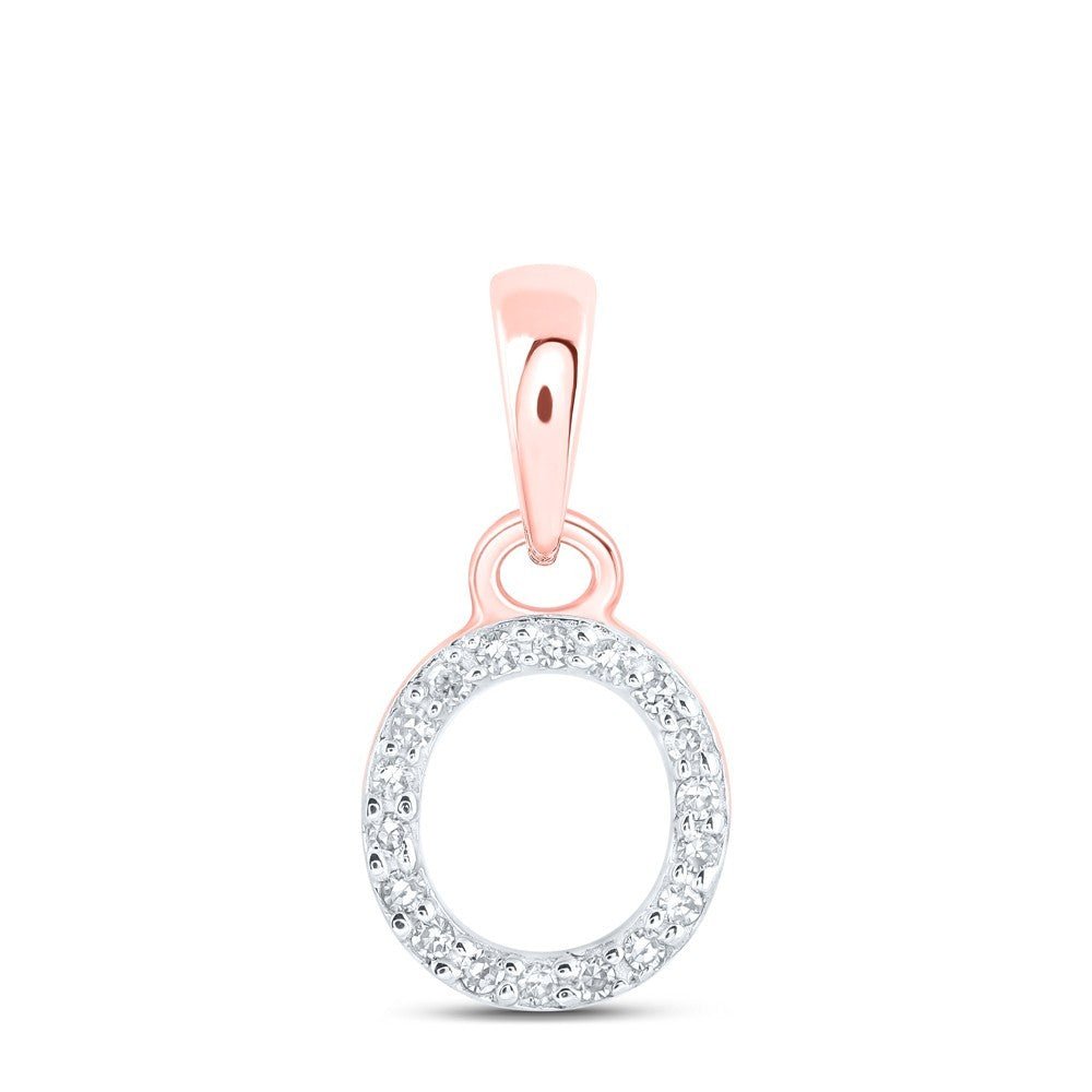 0.04CTW Natural Diamond 0.4g 10k Rose Gold Initial "O" Pendant Letter Charm - Elite Jewelers - Charms & Pendants