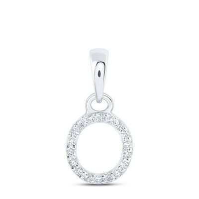 0.04CTW Natural Diamond 0.4g 10k White Gold Initial "O" Pendant Letter Charm - Elite Jewelers - Charms & Pendants