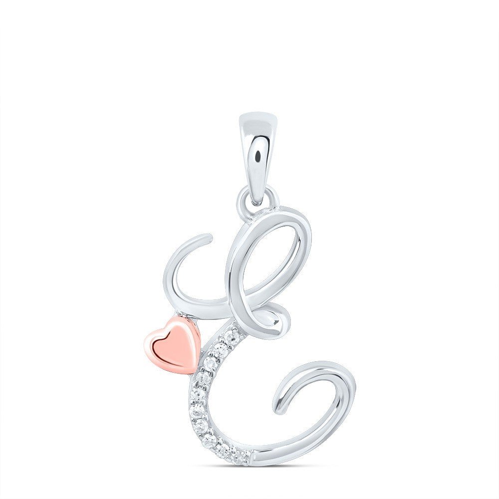 0.04CTW Natural Diamond 1.33g Sterling Silver Initial "E" Pendant Letter Charm - Elite Jewelers - Charms & Pendants