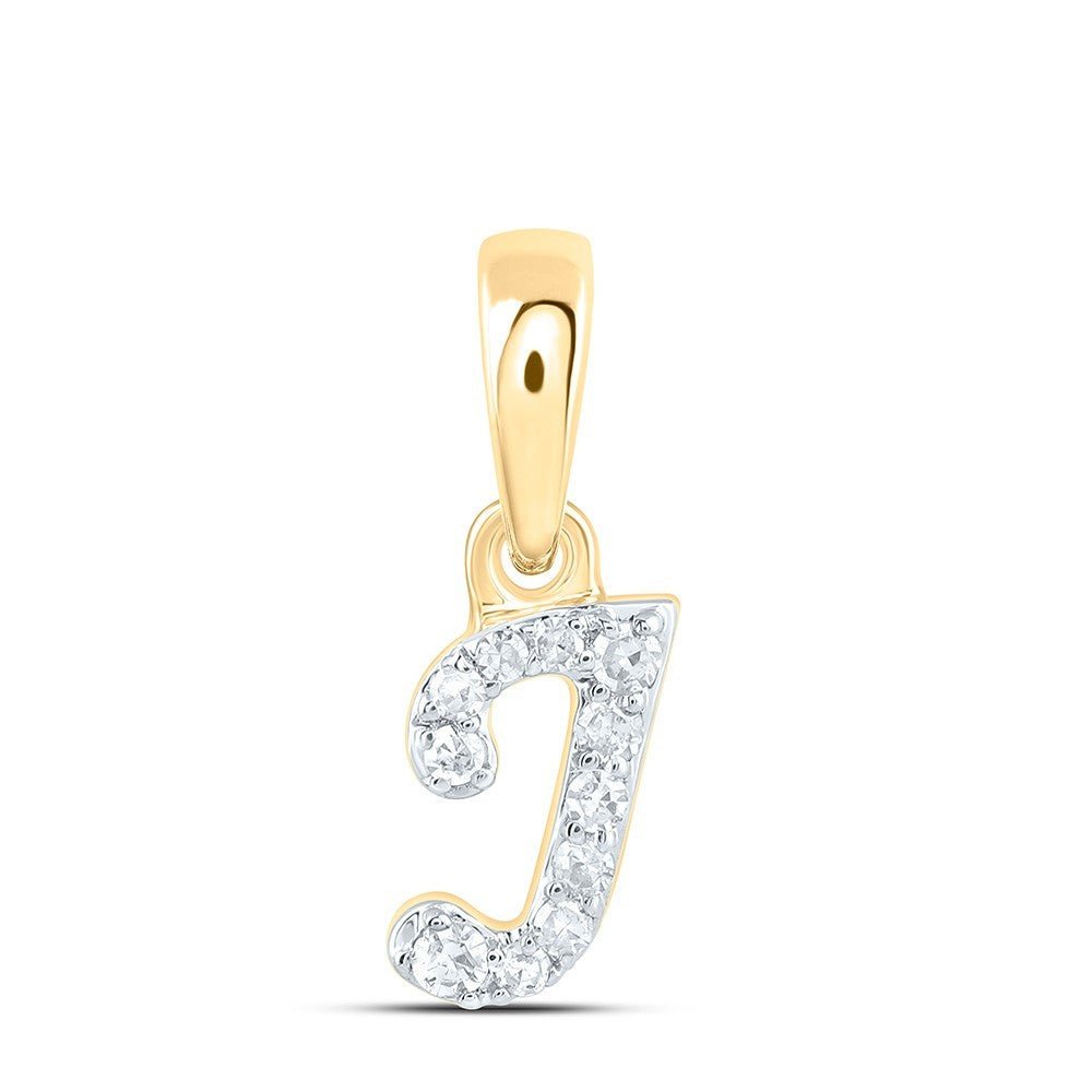 0.05CTW Natural Diamond 0.23g 10k Yellow Gold Initial "J" Pendant Letter Charm - Elite Jewelers - Charms & Pendants