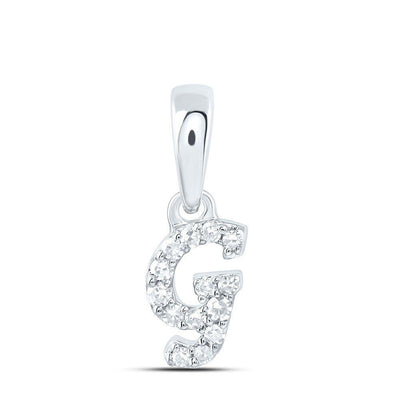 0.05CTW Natural Diamond 0.24g 10k White Gold Initial "G" Pendant Letter Charm - Elite Jewelers - Charms & Pendants