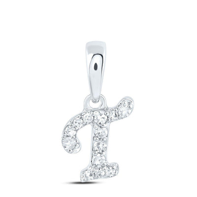 0.05CTW Natural Diamond 0.26g 10k White Gold Initial "T" Pendant Letter Charm - Elite Jewelers - Charms & Pendants