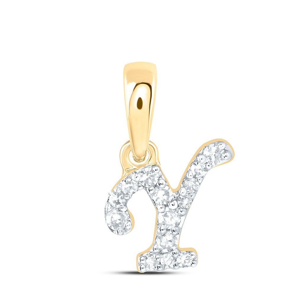 0.05CTW Natural Diamond 0.27g 10k Yellow Gold Initial "Y" Pendant Letter Charm - Elite Jewelers - Charms & Pendants