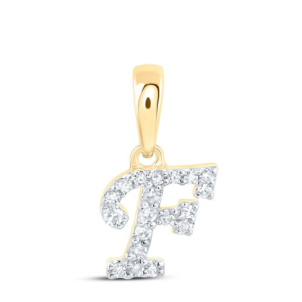 0.05CTW Natural Diamond 0.28g 10k Yellow Gold Initial "F" Pendant Letter Charm - Elite Jewelers - Charms & Pendants