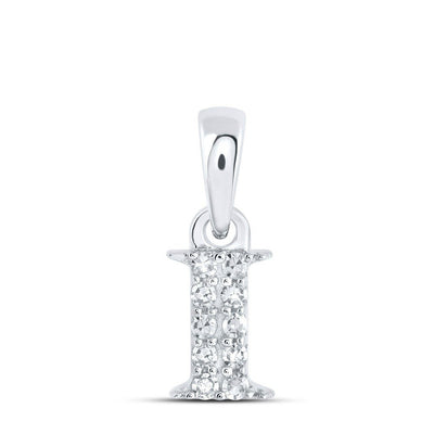 0.05CTW Natural Diamond 0.34g 10k White Gold Initial "I" Pendant Letter Charm - Elite Jewelers - Charms & Pendants