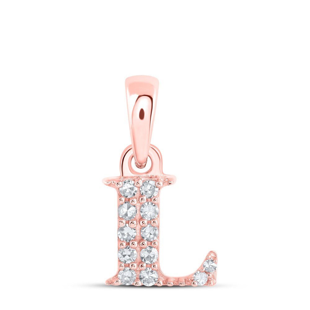 0.05CTW Natural Diamond 0.38g 10k Rose Gold Initial "L" Pendant Letter Charm - Elite Jewelers - Charms & Pendants