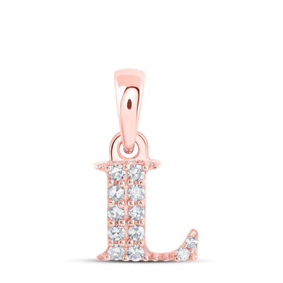 0.05CTW Natural Diamond 0.38g 10k Rose Gold Initial "L" Pendant Letter Charm - Elite Jewelers - Charms & Pendants