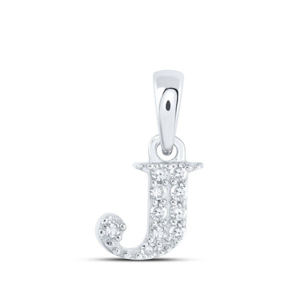 0.05CTW Natural Diamond 0.38g 10k White Gold Initial "J" Pendant Letter Charm - Elite Jewelers - Charms & Pendants