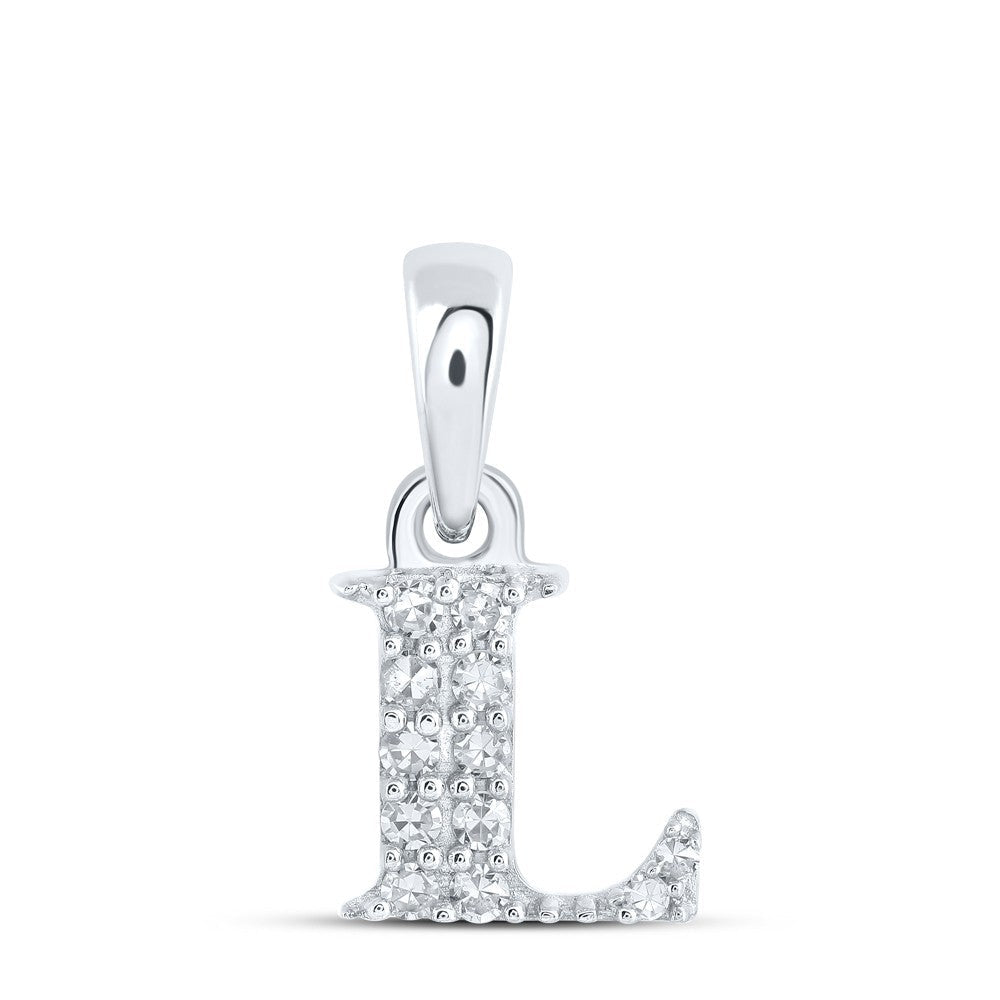 0.05CTW Natural Diamond 0.38g 10k White Gold Initial "L" Pendant Letter Charm - Elite Jewelers - Charms & Pendants