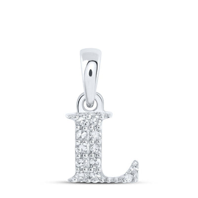 0.05CTW Natural Diamond 0.38g 10k White Gold Initial "L" Pendant Letter Charm - Elite Jewelers - Charms & Pendants