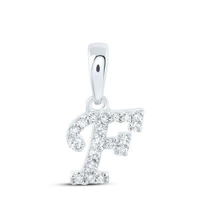 0.05CTW Natural Diamond 0.3g 10k White Gold Initial "F" Pendant Letter Charm - Elite Jewelers - Charms & Pendants