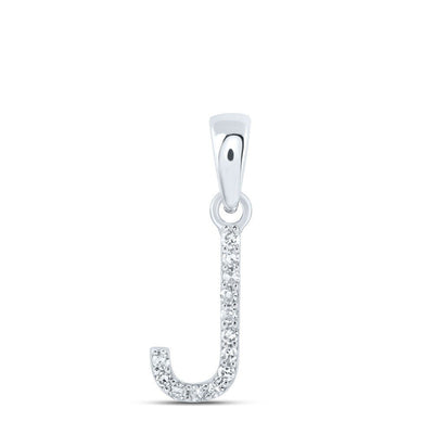0.05CTW Natural Diamond 0.41g 10k White Gold Initial "J" Pendant Letter Charm - Elite Jewelers - Charms & Pendants