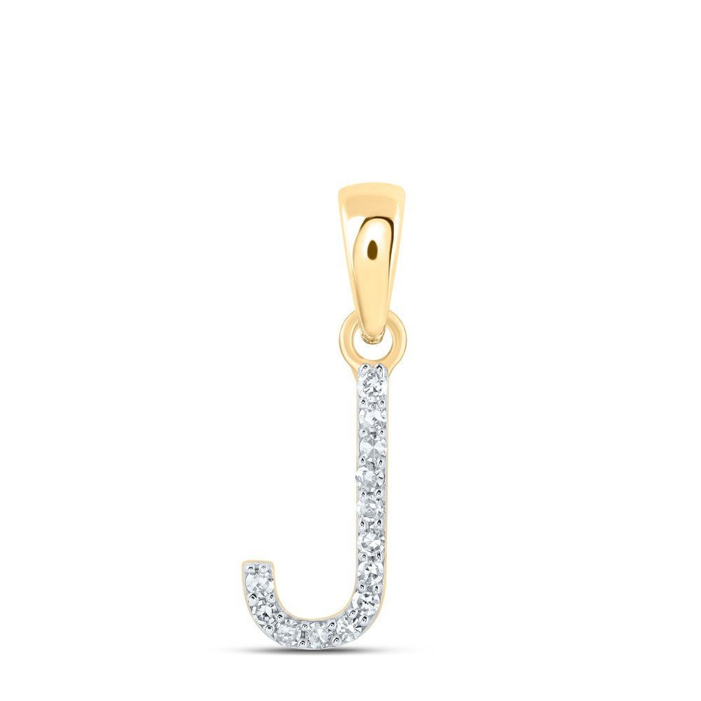 0.05CTW Natural Diamond 0.41g 10k Yellow Gold Initial "J" Pendant Letter Charm - Elite Jewelers - Charms & Pendants