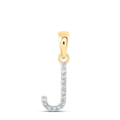 0.05CTW Natural Diamond 0.41g 10k Yellow Gold Initial "J" Pendant Letter Charm - Elite Jewelers - Charms & Pendants