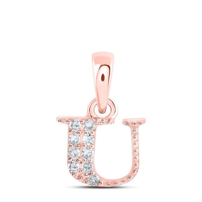 0.05CTW Natural Diamond 0.45g 10k Rose Gold Initial "U" Pendant Letter Charm - Elite Jewelers - Charms & Pendants