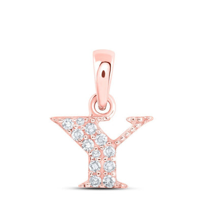 0.05CTW Natural Diamond 0.46g 10k Rose Gold Initial "Y" Pendant Letter Charm - Elite Jewelers - Charms & Pendants