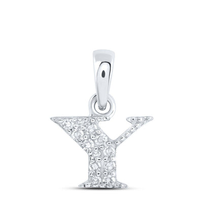 0.05CTW Natural Diamond 0.4g 10k White Gold Initial "Y" Pendant Letter Charm - Elite Jewelers - Charms & Pendants