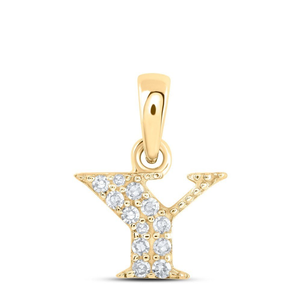 0.05CTW Natural Diamond 0.4g 10k Yellow Gold Initial "Y" Pendant Letter Charm - Elite Jewelers - Charms & Pendants