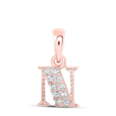 0.05CTW Natural Diamond 0.51g 10k Rose Gold Initial "N" Pendant Letter Charm - Elite Jewelers - Charms & Pendants