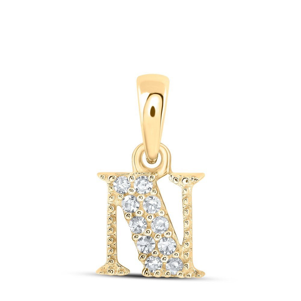 0.05CTW Natural Diamond 0.51g 10k Yellow Gold Initial "N" Pendant Letter Charm - Elite Jewelers - Charms & Pendants