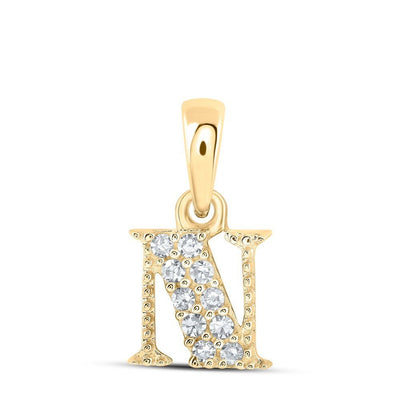 0.05CTW Natural Diamond 0.51g 10k Yellow Gold Initial "N" Pendant Letter Charm - Elite Jewelers - Charms & Pendants