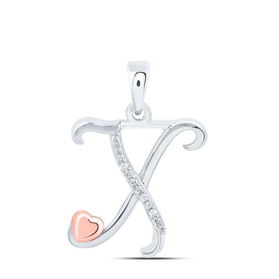 0.05CTW Natural Diamond 1.24g Sterling Silver Initial "X" Pendant Letter Charm - Elite Jewelers - Charms & Pendants