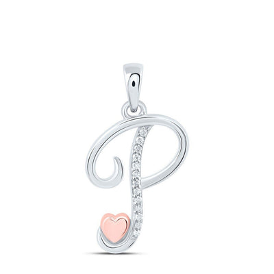 0.05CTW Natural Diamond 1.34g Sterling Silver Initial "P" Pendant Letter Charm - Elite Jewelers - Charms & Pendants
