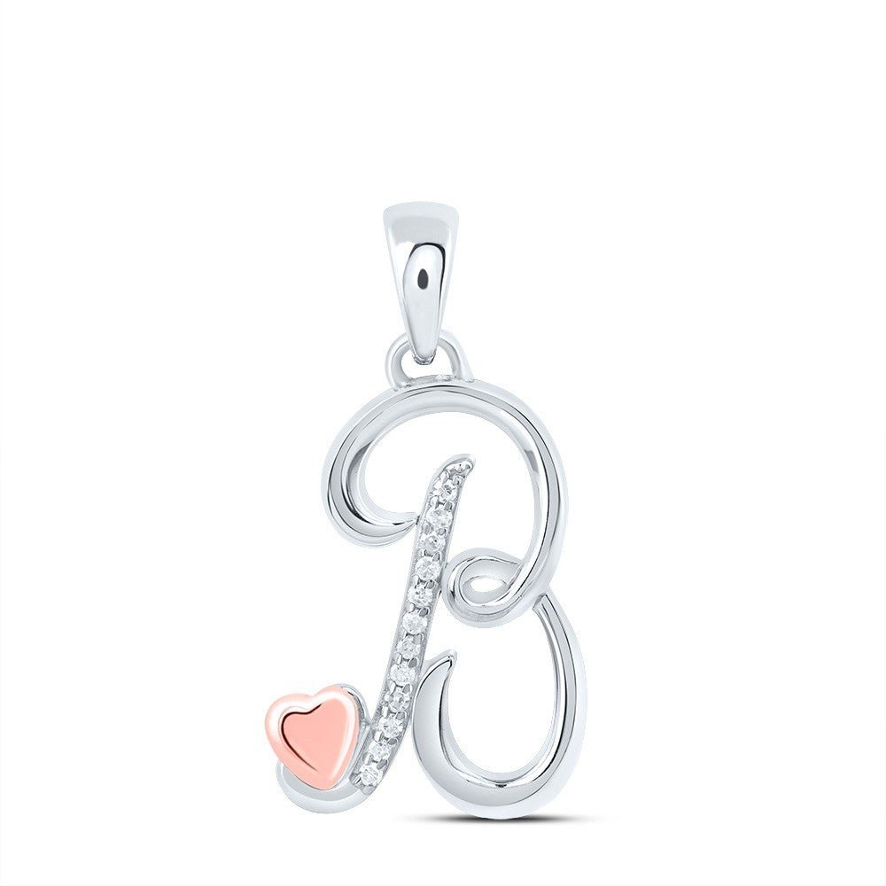 0.05CTW Natural Diamond 1.58g Sterling Silver Initial "B" Pendant Letter Charm - Elite Jewelers - Charms & Pendants