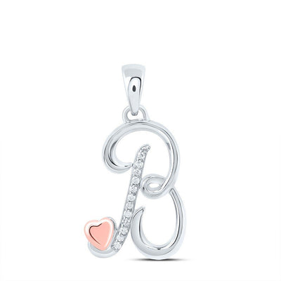 0.05CTW Natural Diamond 1.58g Sterling Silver Initial "B" Pendant Letter Charm - Elite Jewelers - Charms & Pendants