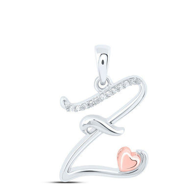 0.05CTW Natural Diamond 1.5g Sterling Silver Initial "Z" Pendant Letter Charm - Elite Jewelers - Charms & Pendants