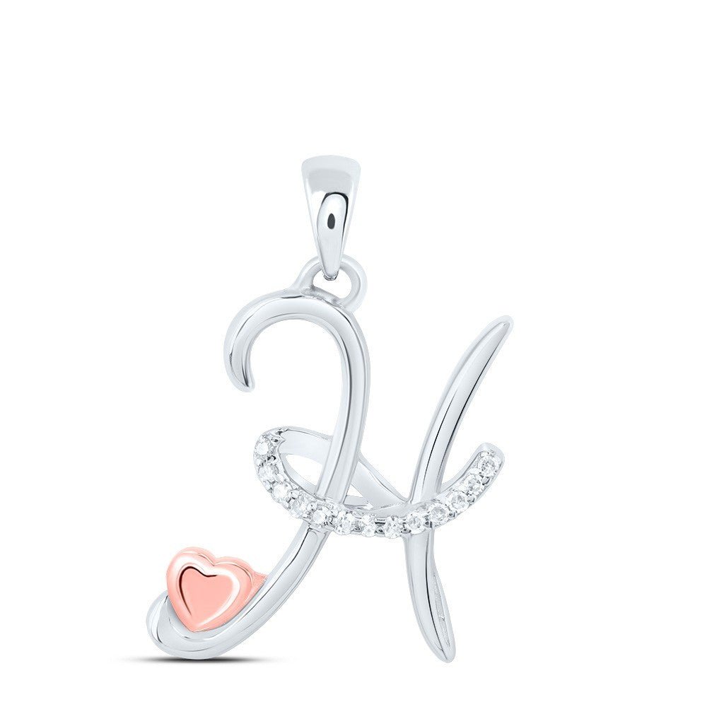 0.05CTW Natural Diamond 1.63g Sterling Silver Initial "H" Pendant Letter Charm - Elite Jewelers - Charms & Pendants