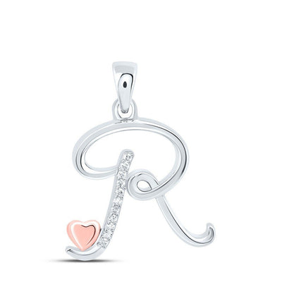 0.05CTW Natural Diamond 1.6g Sterling Silver Initial "R" Pendant Letter Charm - Elite Jewelers - Charms & Pendants