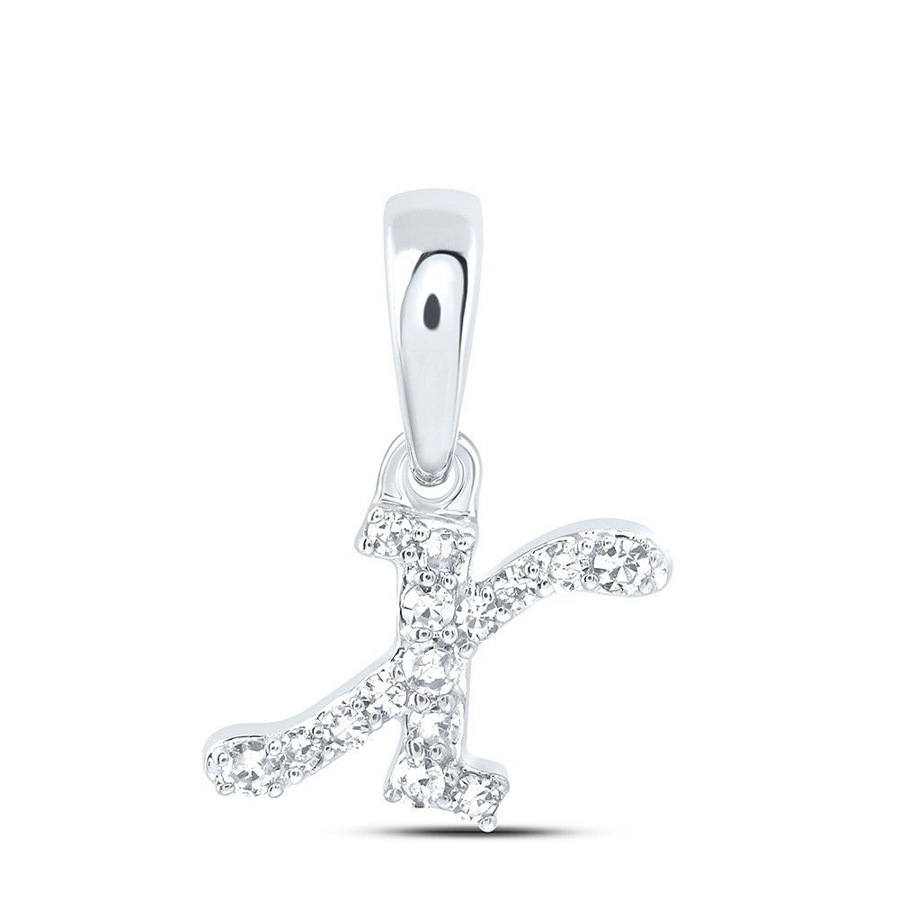 0.06CTW Natural Diamond 0.25g 10k White Gold Initial "X" Pendant Letter Charm - Elite Jewelers - Charms & Pendants