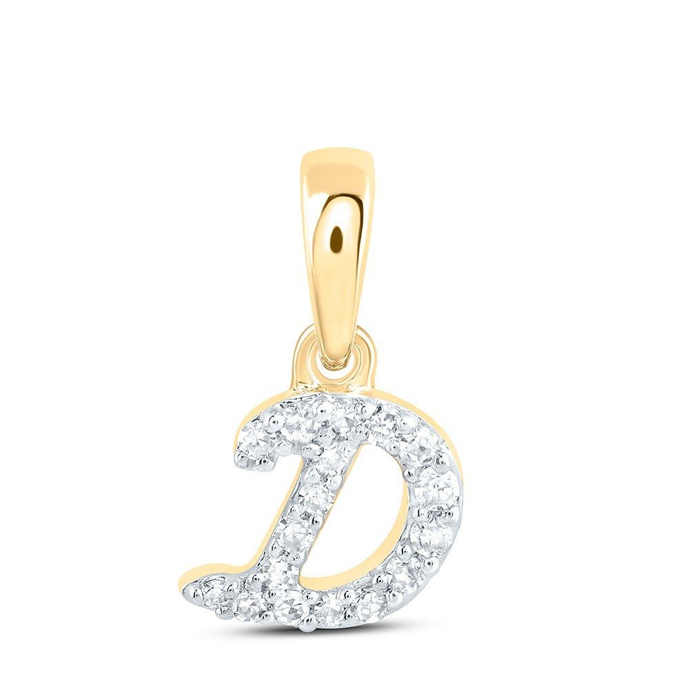 0.06CTW Natural Diamond 0.27g 10k Yellow Gold Initial "D" Pendant Letter Charm - Elite Jewelers - Charms & Pendants