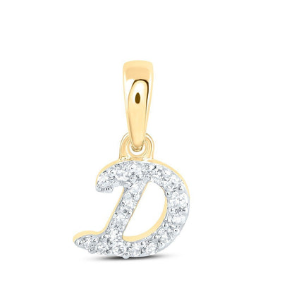 0.06CTW Natural Diamond 0.27g 10k Yellow Gold Initial "D" Pendant Letter Charm - Elite Jewelers - Charms & Pendants