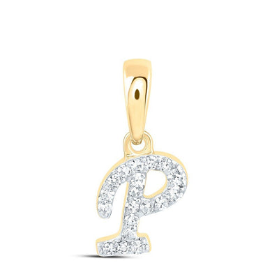 0.06CTW Natural Diamond 0.27g 10k Yellow Gold Initial "P" Pendant Letter Charm - Elite Jewelers - Charms & Pendants