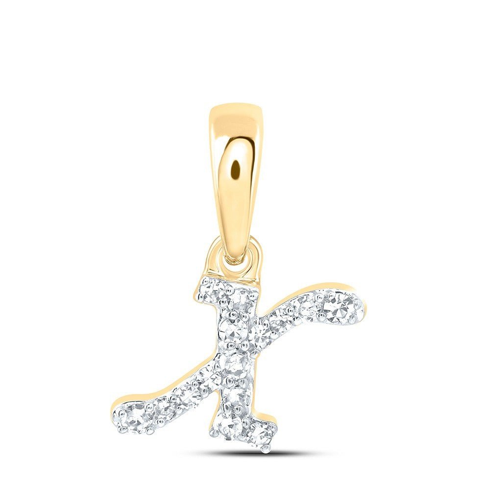 0.06CTW Natural Diamond 0.27g 10k Yellow Gold Initial "X" Pendant Letter Charm - Elite Jewelers - Charms & Pendants