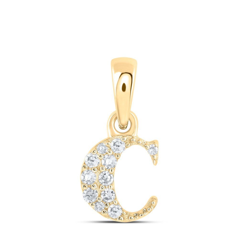 0.06CTW Natural Diamond 0.37g 10k Yellow Gold Initial "C" Pendant Letter Charm - Elite Jewelers - Charms & Pendants