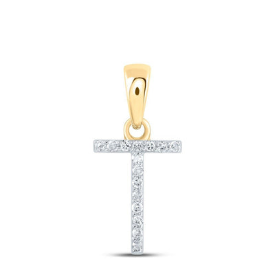 0.06CTW Natural Diamond 0.42g 10k Yellow Gold Initial "T" Pendant Letter Charm - Elite Jewelers - Charms & Pendants