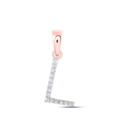 0.06CTW Natural Diamond 0.44g 10k Rose Gold Initial "L" Pendant Letter Charm - Elite Jewelers - Charms & Pendants