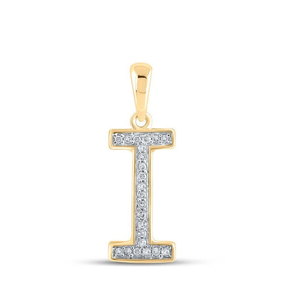 0.06CTW Natural Diamond 0.44g 10k Yellow Gold Initial "I" Pendant Letter Charm - Elite Jewelers - Charms & Pendants