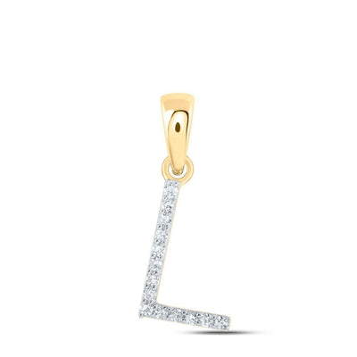 0.06CTW Natural Diamond 0.44g 10k Yellow Gold Initial "L" Pendant Letter Charm - Elite Jewelers - Charms & Pendants