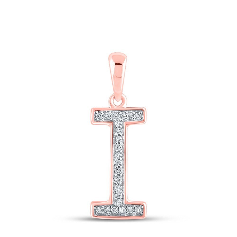 0.06CTW Natural Diamond 0.45g 10k Rose Gold Initial "I" Pendant Letter Charm - Elite Jewelers - Charms & Pendants