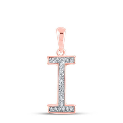 0.06CTW Natural Diamond 0.45g 10k Rose Gold Initial "I" Pendant Letter Charm - Elite Jewelers - Charms & Pendants